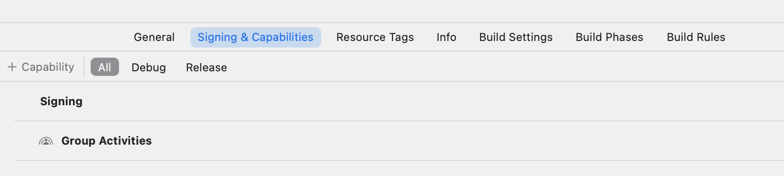 Xcode add Group Activity capabilit